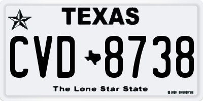 TX license plate CVD8738