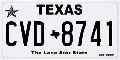 TX license plate CVD8741