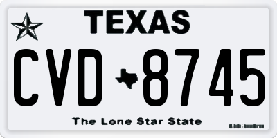 TX license plate CVD8745