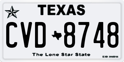 TX license plate CVD8748