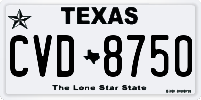 TX license plate CVD8750