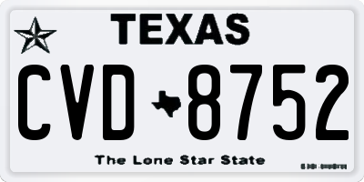 TX license plate CVD8752
