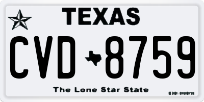TX license plate CVD8759