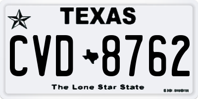TX license plate CVD8762