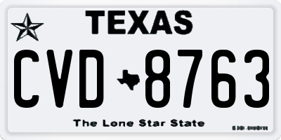 TX license plate CVD8763