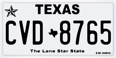 TX license plate CVD8765