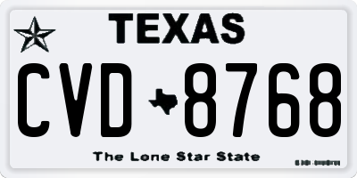 TX license plate CVD8768