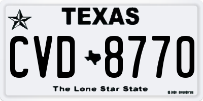 TX license plate CVD8770