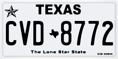 TX license plate CVD8772