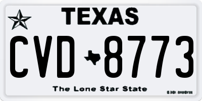 TX license plate CVD8773