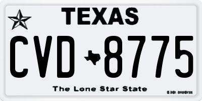 TX license plate CVD8775