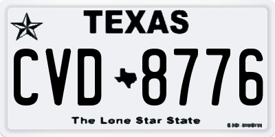 TX license plate CVD8776