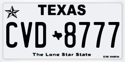 TX license plate CVD8777