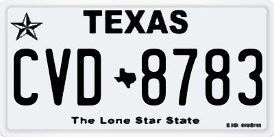 TX license plate CVD8783