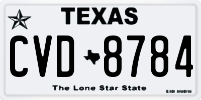 TX license plate CVD8784