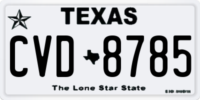 TX license plate CVD8785