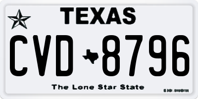 TX license plate CVD8796