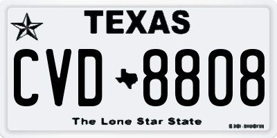 TX license plate CVD8808