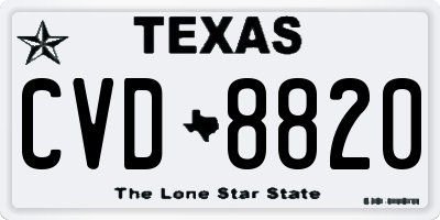 TX license plate CVD8820