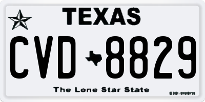 TX license plate CVD8829