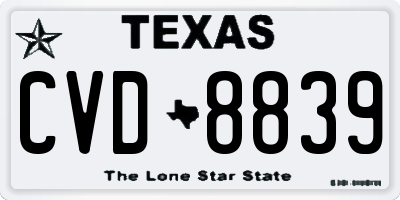 TX license plate CVD8839