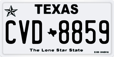 TX license plate CVD8859