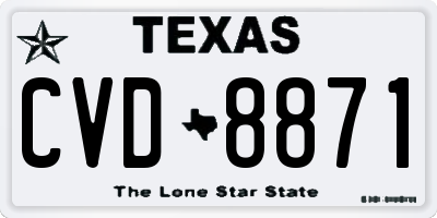 TX license plate CVD8871