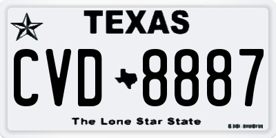 TX license plate CVD8887