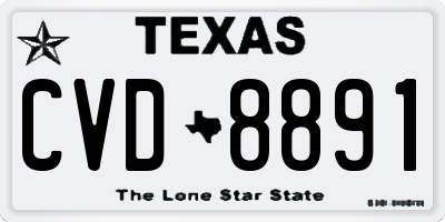 TX license plate CVD8891
