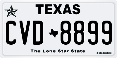 TX license plate CVD8899