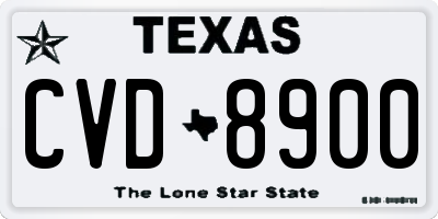 TX license plate CVD8900
