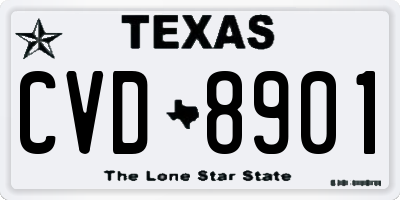 TX license plate CVD8901