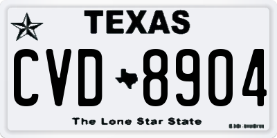 TX license plate CVD8904