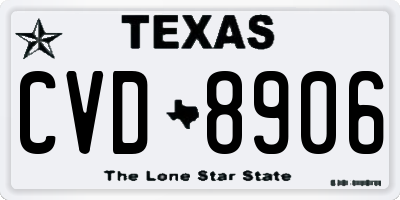TX license plate CVD8906