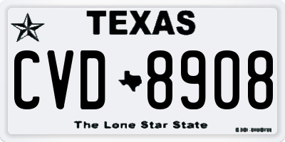 TX license plate CVD8908