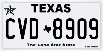TX license plate CVD8909