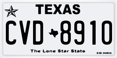 TX license plate CVD8910
