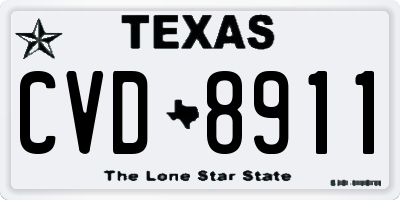 TX license plate CVD8911