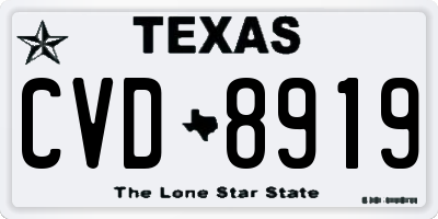TX license plate CVD8919