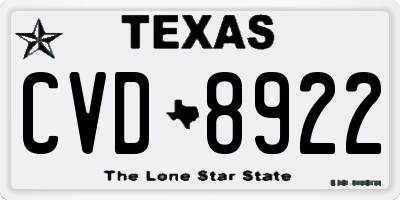 TX license plate CVD8922