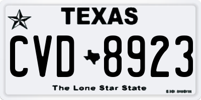 TX license plate CVD8923