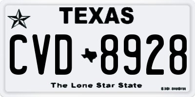 TX license plate CVD8928