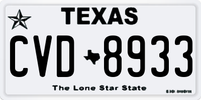 TX license plate CVD8933