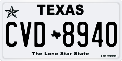 TX license plate CVD8940