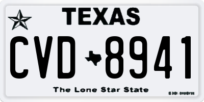 TX license plate CVD8941