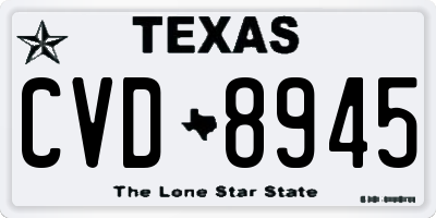 TX license plate CVD8945