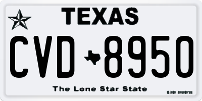 TX license plate CVD8950