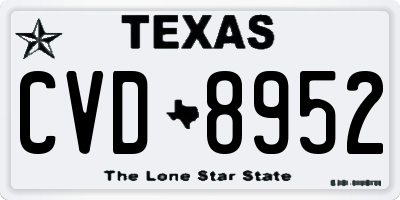 TX license plate CVD8952