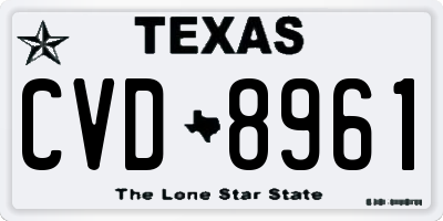 TX license plate CVD8961