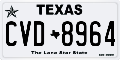 TX license plate CVD8964